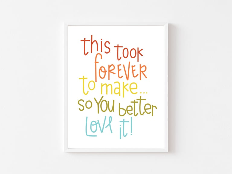 Colorful text poster with motivational quote on a white background
