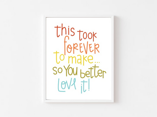 Colorful text poster with motivational quote on a white background