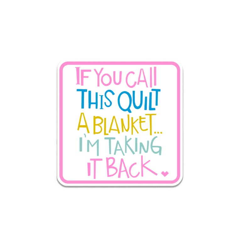Sticker with colorful text on a white background