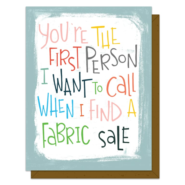 Card with colorful text on a light blue background