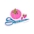 Logo with scissors and strawberry design, featuring the brand 'Quilt Besties'.