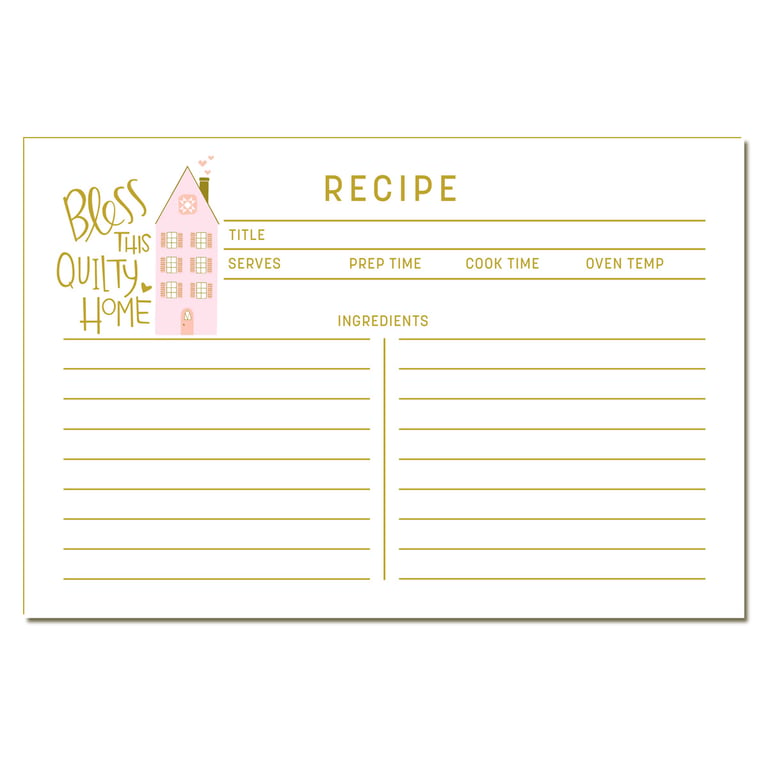 Recipe card with a house illustration and text on a white background
