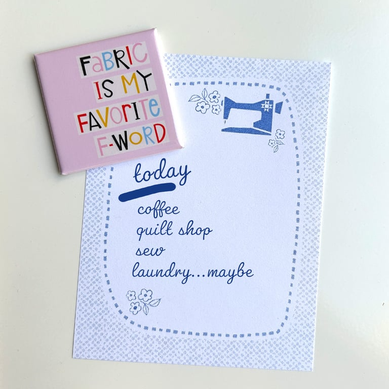 Two fabric-themed cards on a light background