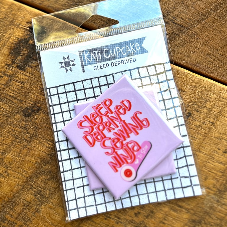 Kati Cupcake Sleep Deprived Sewing Ninja product packaging on a wooden surface