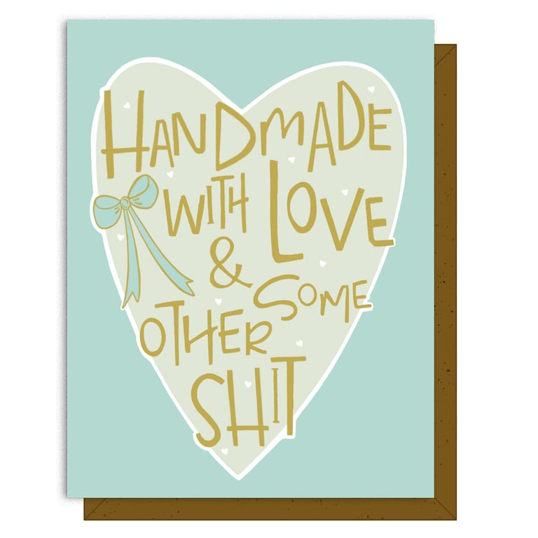 Card with a heart-shaped design and text on a light blue background